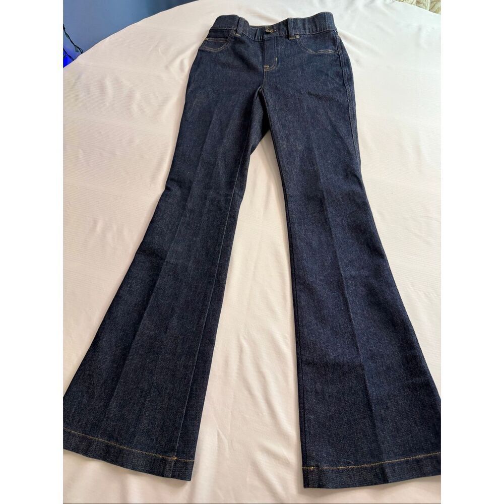 SPANX Women’s XS Dark Indigo Flare Jeans Pull-On Stretch Denim Wide Leg